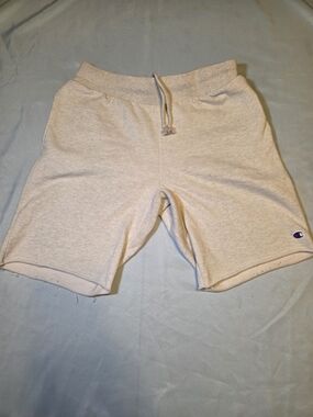 Champion Reverse Weave Shorts Mens Large Cream Sweat Shorts Logo